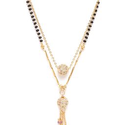 JEWELS GEHNA Black Gold-Plated AD Studded Beaded Handcrafted Layered Mangalsutra-17