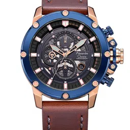 Alexandre Christie Men Blue Skeleton Dial & Brown Leather Straps Analogue Watch-image-56