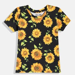 Eteenz Girls Floral Printed Premium Cotton Round-Neck T-shirt-image-33