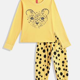 Here&Now X Game Begins Girls Pure Cotton Printed T-shirt & Joggers-picture-42