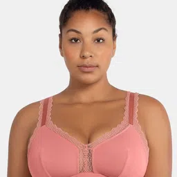 PARFAIT Peach-Coloured Lace Detail Non-Wired Non Padded Everyday Bra P5641-22