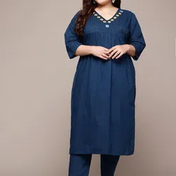 Readiprint Fashions Plus Size Yoke Design Pleated Pure Cotton Kurta with Palazzos-picture-8