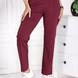 Mlada Women Original Straight Fit Low-Rise Lint Free Trousers-image-58