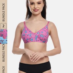FIMS Women Pack Of 3 Blue, Pink & Yellow Floral Printed Lingerie Set-88