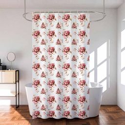 Kuber Industries Transparent & Purple 4 Pieces Printed Shower Curtain With Rings-2