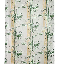 CASA-NEST Green & White 9 Pieces Floral Bamboo Printed Shower Curtain & Hooks-15