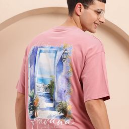 Mast & Harbour Printed Drop-Shoulder Sleeves Oversized T-shirt-image-54