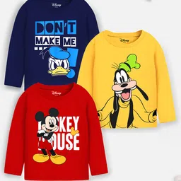 Boys Pack of 3 Mickey Mouse Donald Duck Goofy Printed T-shirts-picture-7