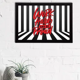 eCraftIndia Black & Red Work Hard And Be Proud Printed Textured UV Wall Art-picture-10