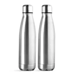 Kuber Industries Silver-Toned 2 Pieces Stainless Steel Water Bottles-500ml Each-21