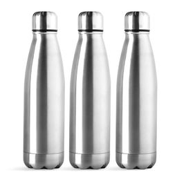 Kuber Industries Silver-Toned 3 Pieces Stainless Steel Water Bottles-750 ml Each-50