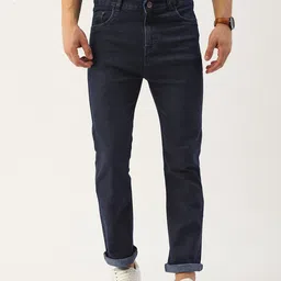 PARIS HAMILTON Men Navy Blue Straight Fit Stretchable Jeans-image-88