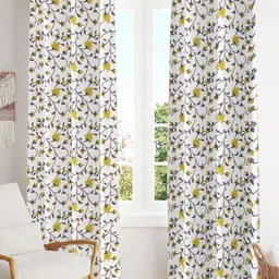 Trance Home Linen Yellow 2 Pieces Printed Room Darkening Pure Cotton Long Door Curtains-image-75