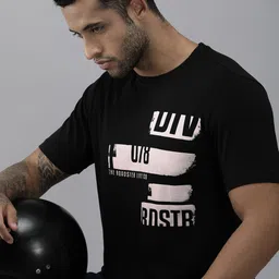 Roadster Men Black & Off White Brand Logo Printed Pure Cotton T-shirt-picture-18
