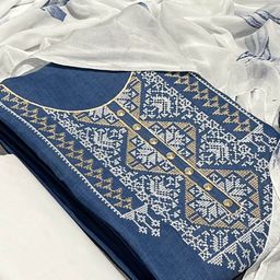 SALWAR STUDIO Embroidered Pure Cotton Unstitched Dress Material-image-71