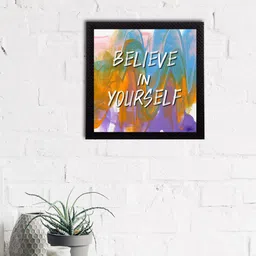 eCraftIndia Blue & Orange Quote Printed Satin Matt Texture Framed UV Wall Art-image-28