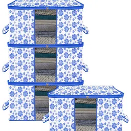 Kuber Industries Blue & White 4 Pieces Printed Storage Bag Organiser-20
