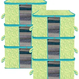 Kuber Industries Green & Blue 6 Pieces Printed Storage Bag Organiser-44