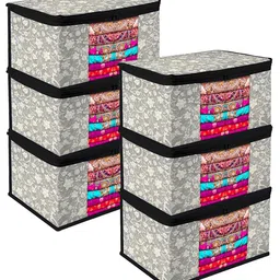 Kuber Industries Black & Grey 6 Pieces Printed Storage Bag Organiser-11