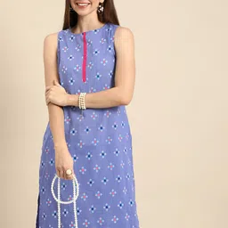 Anouk Women Geometric Printed Pure Cotton Kurta with Trousers-35