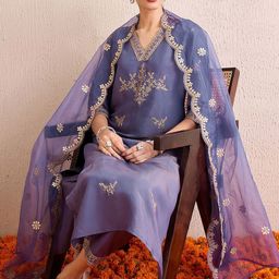 Indo Era Women Floral Embroidered Regular Kurta with Trousers & With Dupatta-20
