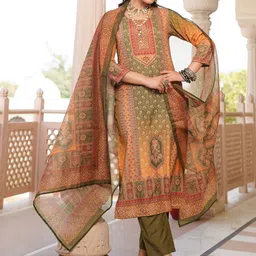 AHIKA Women Ethnic Motifs Printed Regular Kurta with Trousers & With Dupatta-11