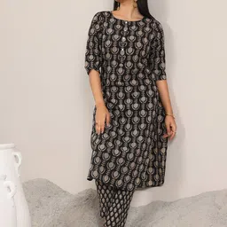 Libas Floral Printed Round Neck Straight Kurta With Trouser-image-26