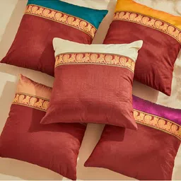 Home Centre Corsica Red & Yellow 5 Pieces Ethnic Motifs Square Cushion Covers-image-71