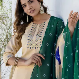 SANISA Women Ethnic Motifs Embroidered Regular Sequinned Kurta Set-picture-11