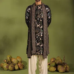 KALPRAAG Men Ethnic Motifs Embroidered Regular Sequinned Kurta with Patiala & With Dupatta-10