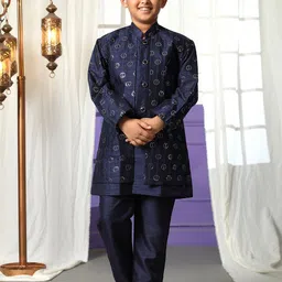 Pro-Ethic STYLE DEVELOPER Boys Paisley Regular Sequinned Pure Silk Kurta with Pyjamas-picture-3