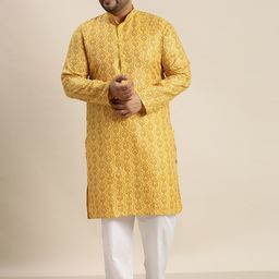 SOJANYA PLUS Men Plus Size Ethnic Motifs Printed Regular Kurta with Pyjamas-48
