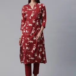 Readiprint Fashions Women Floral Printed Angrakha Sequinned Pure Cotton Kurta with Trousers-55