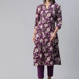 Readiprint Fashions Women Floral Printed Regular Sequinned Pure Cotton Kurta with Trousers-picture-43