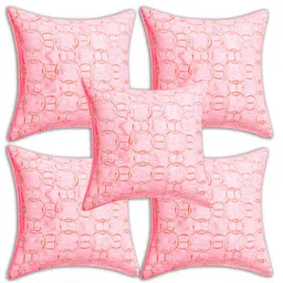 INDHOME LIFE Pink Pack of 5 Embroidered Square Cushion Covers-23