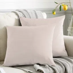 CASABLEU Cream-Coloured Set of 2 Velvet Square Cushion Covers-24