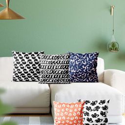 ArtzFolio Multicoloured Set of 5 Velvet Square Cushion Covers-8