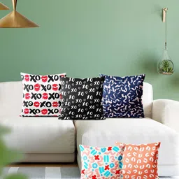 ArtzFolio Multicoloured Set of 5 Velvet Square Cushion Covers-13