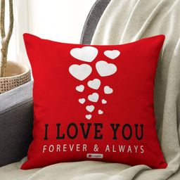 Indigifts Red & White Typography Printed Square Cushion Cover-image-49
