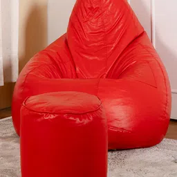 THREADVIBE LIVING Red 2 Pieces Tear Drop Bean Bag With Footrest Filled-picture-30
