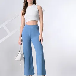 OWL MINK Women Relaxed Fit High-Rise Cotton Parallel Trousers-image-16