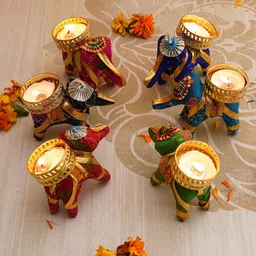 TIED RIBBONS Pack of 6 Elephant Shape Tealight Candle Holders-14