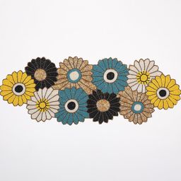 Exotic India Handmade Floral Design Beaded Work Table Runner-15