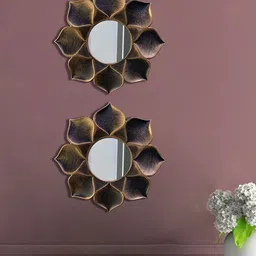 Art Street 2 Pieces Brown Lotus Petal Decorative Wall Mirrors-image-22