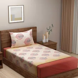 SWAYAM Red Floral 144 TC Single Bedsheet with 1 Pillow Covers-image-39