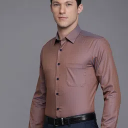 Louis Philippe Pure Cotton Self Design Textured Slim Fit Formal Shirt-image-27