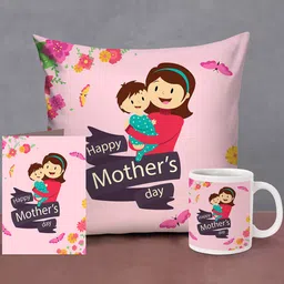 TIED RIBBONS Mothers Day Pink Black Printed Cushion with Mug & Card Hamper-picture-36