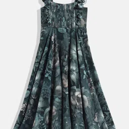Ethnovog Girls Floral Print Ruffled Georgette Maxi Dress-image-84