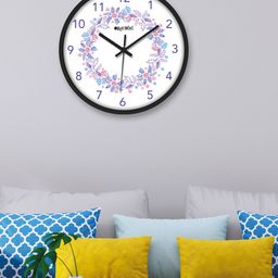 OLIVE TREE Black & Purple PrintedAnalogue Round Contemporary Wall Clock-31