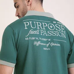 Difference of Opinion Men Typography Printed Polo Collar Pure Cotton Relaxed Fit T-shirt-image-81